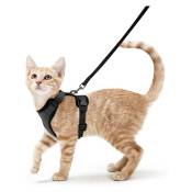 Ensoleille - Harnais pour chat laisse pour petit chien harnais pour chaton réglable noir xs