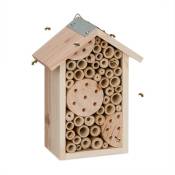Hôtel à insectes, en bois, abeilles sauvages, suspendre, hlp : 21 x 15,5 x 9 cm, jardin/balcon, nature - Relaxdays