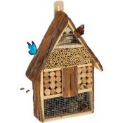 Relaxdays - Hôtel à insectes, refuge nid abeille, abri coccinelle forme maison, HxLxP 40,5 x 27 x 8 cm, nature