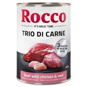Rocco Classic Trio de viandes 6 x 400 g pour chien - bœuf, poulet, veau
