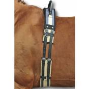 Shettland, Noir 9100: Sangle d'entraînement pour chevaux avec cordura et poignée en cuir