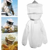 Apicole Costume Équipement de Protection Apiculture Blouse Costume Équipement de Protection Professionnel Apiculture Outil (Blanc) - white