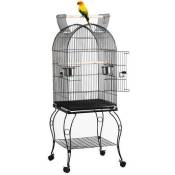 Cage à Oiseaux, avec roulettes, la Lucarne Ouverte et Support Détachable - 59*59*150cm Noir