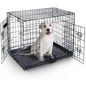 Maxxpet - Cage pour Chien 78x48x56 cm - Avec poignée - Caisse de transport pliante - 2 Portes - Panier de Transport pour Chien - Banc pour chien