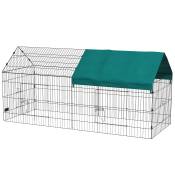 PawHut Parc enclos modulable acier avec bache pour lapins rongeurs petits animaux intérieur extérieur 220L x 85l x 103H cm