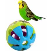 Shining House - Balle colorée avec clochette pour oiseaux, perroquets, aras, perruches gris africain - Accessoire pour cage de lapin, chat, chien