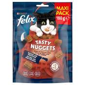 3x180g Tasty Nuggets bœuf, agneau Felix Friandises pour chat + 1 paquet offert !