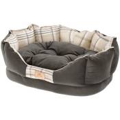 Ferplast Ferplast couchage rembourré pour chats et chiens CHARLES 60, divan avec coussin, sofa pour animaux, écossais, velours doux, lavable, 56x42x20