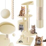 Lovpet - Arbre à chat Arbre à grimper avec troncs en sisal stable avec grotte balles de jeu sisal et corde de jeu hauteur 112cm Beige