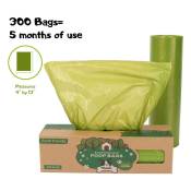 Linghhang - Un rouleau de 300 sacs biodégradables extractibles pour déchets d'animaux de compagnie, sacs pour ramasser les crottes de chien, sacs