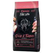 2x12kg Fitmin Dog For Life, nourriture sèche pour chiens à base de canard et de riz
