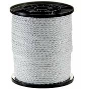 Corde de cloture électrique 6mm x 50m blanc fil conducteur