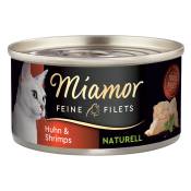 Paquet économique : 12x80g Miamor Fine Filets Naturelle paquet d'essai poulet & crevettes nourriture pour chat humide