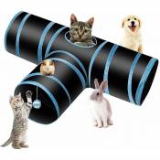 Tunnel Chat Jeu Chat, Tunnel Lapin Pet Tunnel 3 Way Crinkle Tunnel Tube Pliable Jouet pour Les Chats Lapins, Chiens, Animaux de Compagnie, avec Jouet