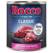 12x800g Classic bœuf, cœurs de veau Rocco - Nourriture pour chien