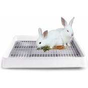 Bac à litière pour lapin surdimensionné avec grille bac à litière pour chat en cage bac à litière pour lapin surdimensionné - White