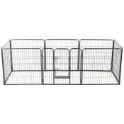 Maisonchic - Parc pour chiens 8 panneaux | Chenil Enclos Cage pour chiens Acier 80 x 80 cm Noir 37944 - Noir