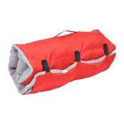 matelas de voyage 80*50cm en polyester + sherpa design bicolore rouge/gris