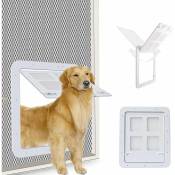 Porte moustiquaire pour chiens (taille extérieure 43cm x 37cm), porte moustiquaire pour animaux de compagnie avec serrure pour chiens et chiots,