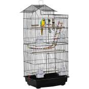 Pawhut - Cage à oiseaux volière dim. 46L x 36l x 100H cm - 4 mangeoires, 3 perchoirs, balançoire, 2 portes, 9 trappes, échelle, 2 jouets suspendus,