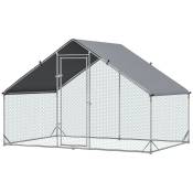 PawHut Enclos poulailler en acier galvanisé 6 M² parc grillagé 3 x 2 M cage extérieure pour animaux 6 poulets argent-AOSOM.fr