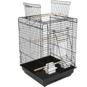 Cage à Oiseaux avec Corde de Jouet 40 x 40 x 58 cm Cage pour Perruche Canari Calopsitte Ouverture Supérieure