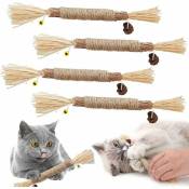 Ensoleille - 4 pièces Bâton de chat teasing jouet de chat teasing cloche bâton de dentition grignotage
