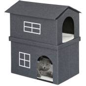 Maison pour chat en tissu, abri avec 2 portes, HxLxP