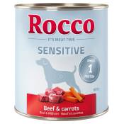6x800g Rocco Sensitive bœuf, carottes - Pâtée pour chien