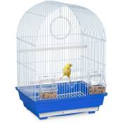 Cage à oiseaux, canaris, perruches, avec perchoirs, balançoire & mangeoires, hlp 49,5 x 34,5 x 31 cm, bleu - Relaxdays