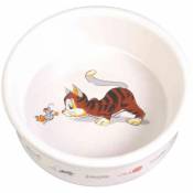 Trixie - Gamelle, chat avec souris, en céramique 0,2 L/ø 12 cm, blanc