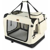 Vounot - Sac transport pliable chien chat caisse cage portable 50x35x36cm beige
