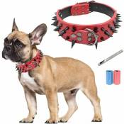Collier de chien en cuir clouté, anti-morsure, réglable, individualité, pour chiens moyens et grands, piercing en cuir et sac de transport gratuit
