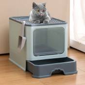Dazhom - Bac à litière pour chat pliable, toilette pour chat, entièrement fermé, résistant aux éclaboussures, fournitures pour animaux de compagnie,
