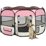 Vidaxl - Parc pliable pour chien avec sac de transport Rose 110x110x58cm
