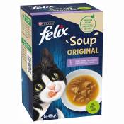 6x48g Felix Soup sélection mixte - Pâtée pour chat