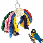 Jouet à mâcher coloré en corde de coton pour perroquet,