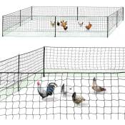 Kit clôture filet à poules IDMARKET - 24 M - Noir - Avec porte - 9 piquets double pointe - Noir