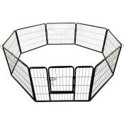 Petigi - Parc Enclos Cage pour Chiens Chiots Animaux Lapin Métal Solide 60x80cm 8 Panneaux