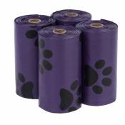 4 rouleaux de 15 sacs à excréments parfumés, coloris violet, senteur lavande