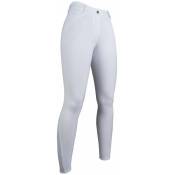 48 IT, Blanc 1200: Pantalon d'équitation pour femme avec siège en silicone modèle Sunshine Competition