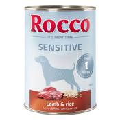 5x400g agneau, riz Sensitive Rocco pour chien + 1 boîte