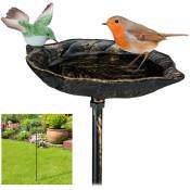 Abreuvoir pour oiseaux en fonte, avec pic de terre,Décoration pour jardin, Mangeoires, 1 m de hauteur, bronze - Relaxdays