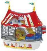 Ferplast Cage à 3 étages pour hamsters CIRCUS FUN, souris, petits rongeurs, plastique robuste et métal, ashésifs colorés et accessoires inclus, 49,5 x