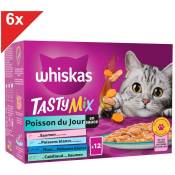 Whiskas - Tasty Mix 72 Sachets fraîcheur en sauce 4 variétés pour chat 85g (6x12)