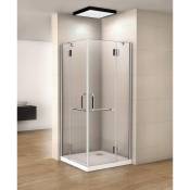 90x90x190cm cabine de douche à charniére porte de douche paroi de douche verre accès d'angle anticalcaire