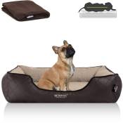 BedDog Premium lit orthopédique pour chien WUFFI, couverture polaire en bonus:MELANGE (beige/brun), L
