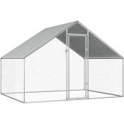 Helloshop26 - Poulailler d'extérieur 2,75 x 2 x 1,92 m acier galvanisé toit en pe