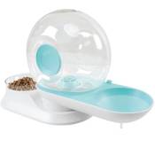 M Pets - Distributeur de croquettes et d'eau avec filtre m.pets snail - 2800ml + 240gr - 28x24x25 cm - Blanc, Bleu et Transparent