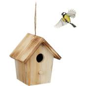 Relaxdays - Cabane à oiseaux décorative, en bois, suspendre, hlp : env. 16 x 15 x 11 cm, jardin et balcon, nature